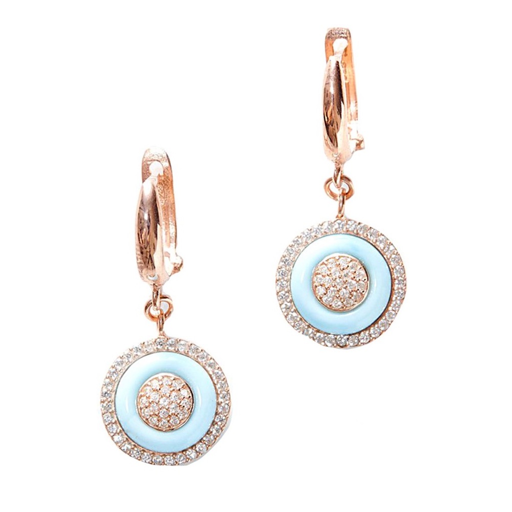 Sphera Milano 18k Rose Gold Over Silver CZ Earring